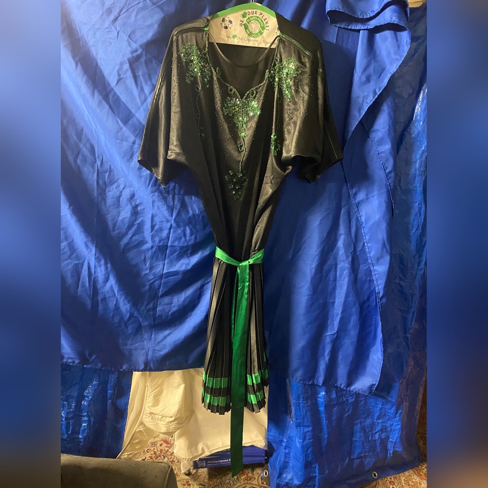 Black and Green Embellished Dress